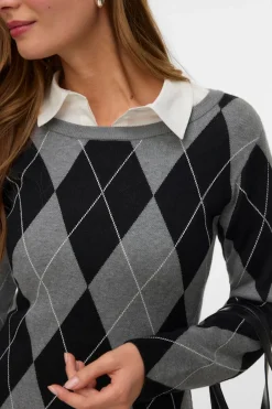 Vero Moda Vestido corto rombos Gris Hot