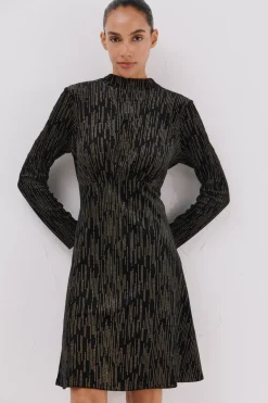 Cortefiel Vestido corto toques brillantes Negro Clearance