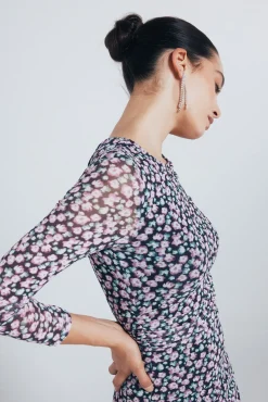 Springfield Vestido corto tubo estampado negro