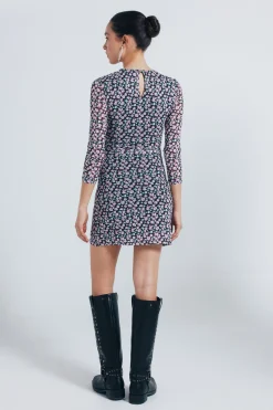 Springfield Vestido corto tubo estampado negro