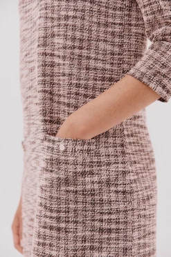 Cortefiel Vestido corto tweed Marr&oacute;n oscuro Discount