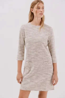 Cortefiel Vestido corto tweed Beige Clearance