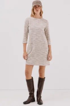 Cortefiel Vestido corto tweed Beige Clearance