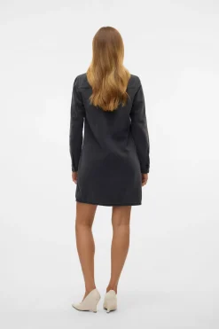Vero Moda Vestido corto vaquero manga larga Negro Clearance