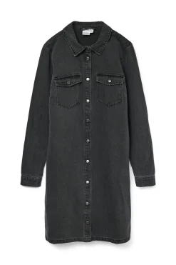 Vero Moda Vestido corto vaquero manga larga Negro Clearance