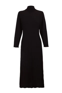 Slowlove Vestido cuello alto canalé Negro Discount