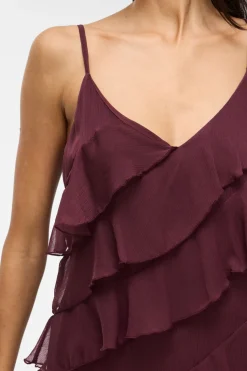 Vila Vestido de fiesta midi con volantes Morado Hot