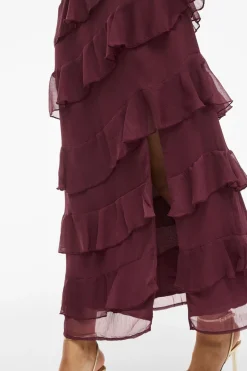 Vila Vestido de fiesta midi con volantes Morado Hot