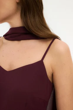 Vila Vestido de gasa con capa Granate Online