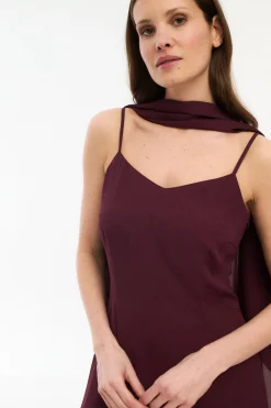 Vila Vestido de gasa con capa Granate Online