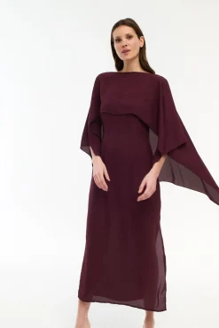 Vila Vestido de gasa con capa Granate Online