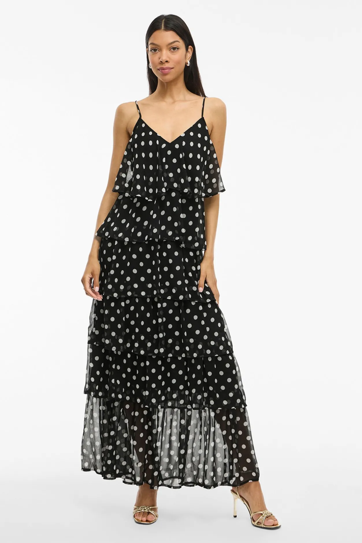 Vila Vestido de gasa con lunares Negro Outlet