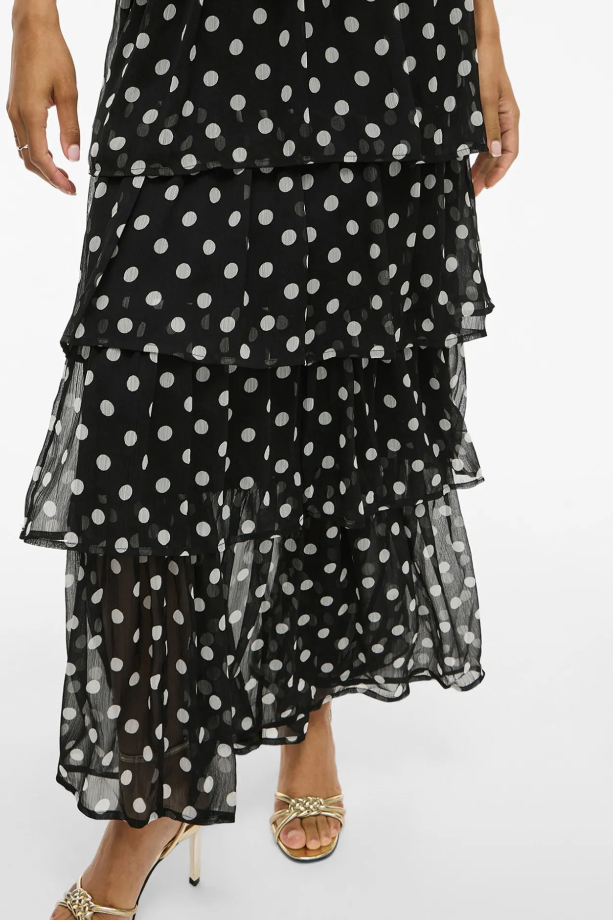 Vila Vestido de gasa con lunares Negro Outlet