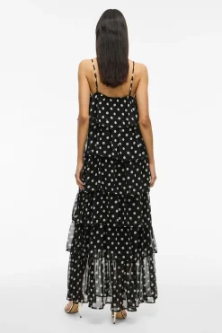 Vila Vestido de gasa con lunares Negro Outlet