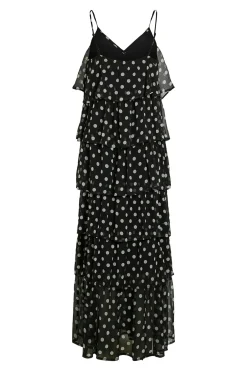 Vila Vestido de gasa con lunares Negro Outlet