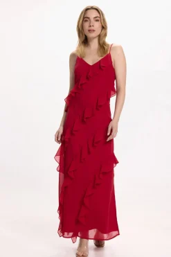 Vila Vestido de gasa midi de fiesta Rojo Clearance