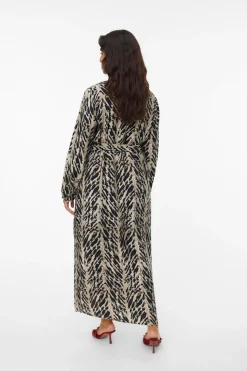 Vero Moda Curve Vestido de manga larga cuello pico Curve Negro