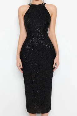 Trendyol Vestido de noche negro Clearance