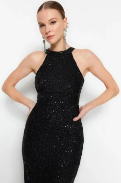 Trendyol Vestido de noche negro Clearance