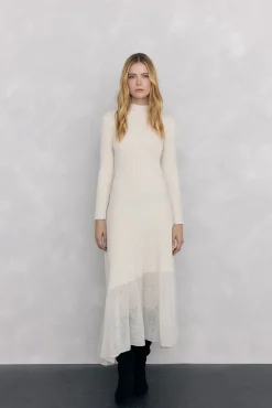 Pedro del Hierro Vestido de punto bajo desagujado Blanco Hot