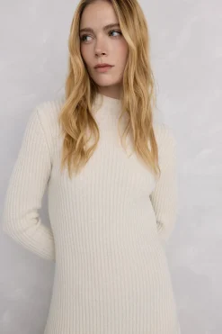 Pedro del Hierro Vestido de punto bajo desagujado Blanco Hot