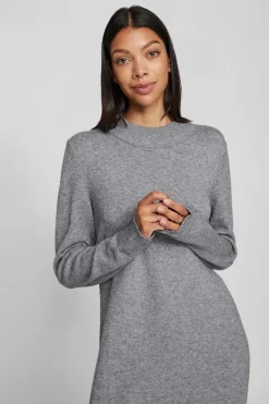 Vila Vestido de punto con viscosa Gris Hot
