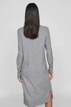 Vila Vestido de punto con viscosa Gris Hot