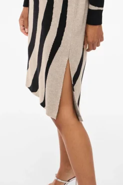 Vila Vestido de punto con viscosa Estampado beige Discount