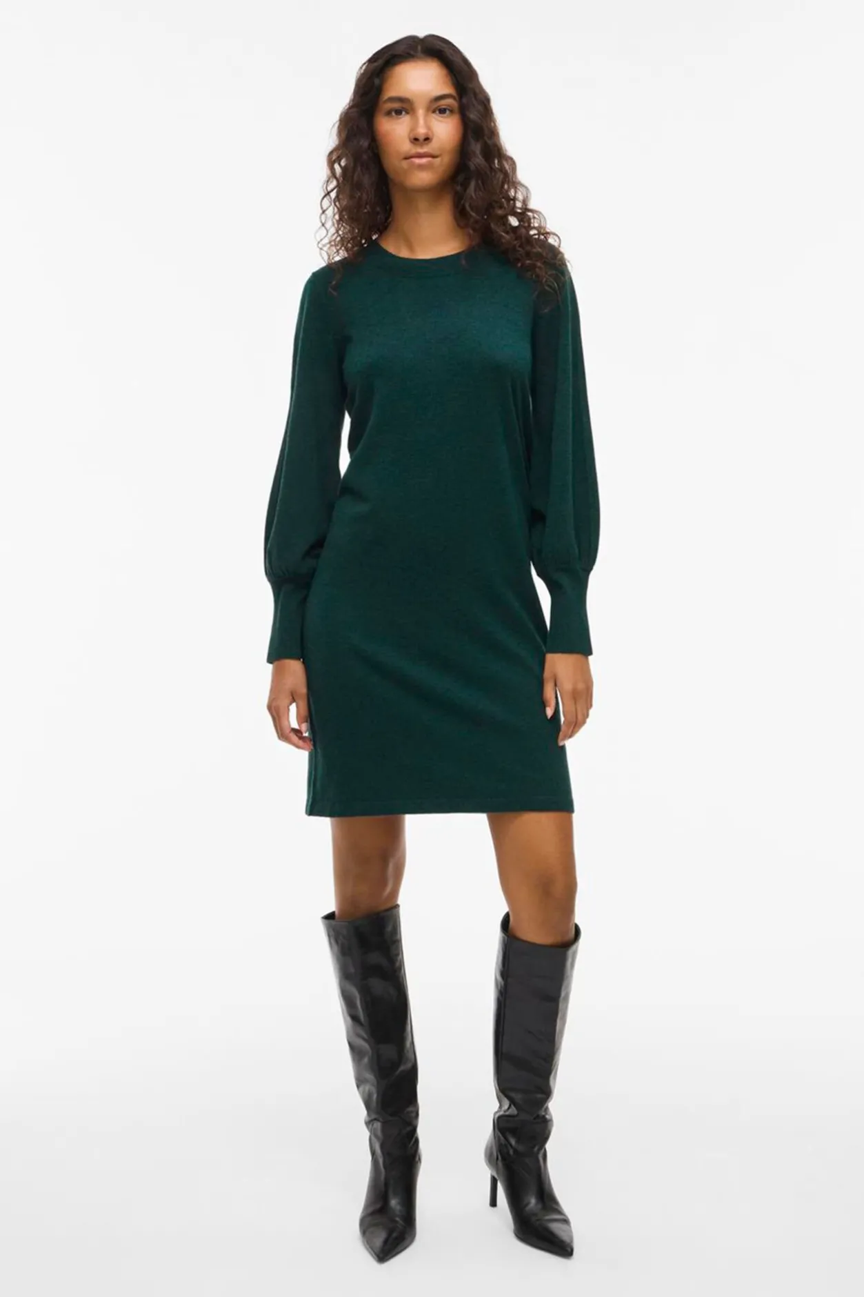 Vila Vestido de punto con viscosa Verde oscuro Discount