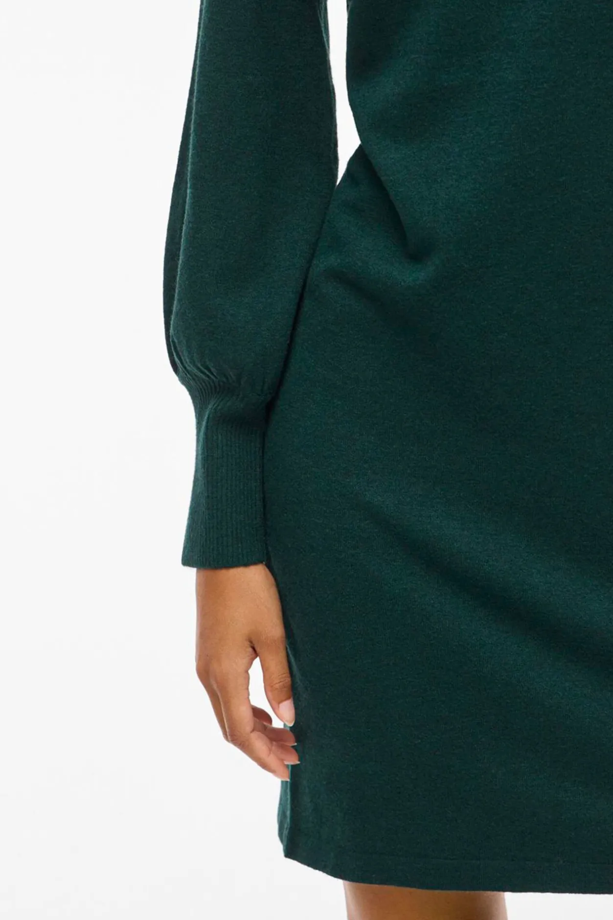 Vila Vestido de punto con viscosa Verde oscuro Discount