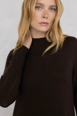 Pedro del Hierro Vestido de punto costura central lana Marr&oacute;n Online