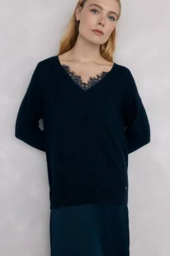 Pedro del Hierro Vestido de punto lencero Azul Clearance