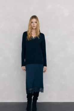 Pedro del Hierro Vestido de punto lencero Azul Clearance