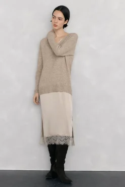 Pedro del Hierro Vestido de punto lencero Beige Clearance