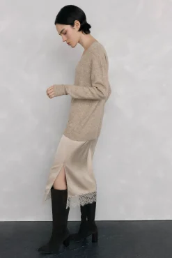 Pedro del Hierro Vestido de punto lencero Beige Clearance