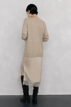 Pedro del Hierro Vestido de punto lencero Beige Clearance