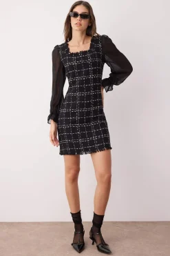 Trendyol Vestido de tweed negro Online