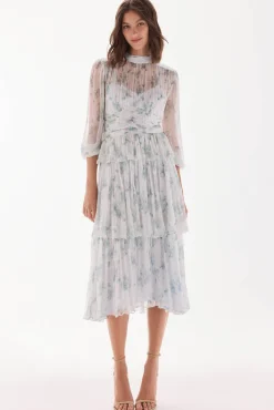 TFP by Tamara Falcó Vestido de volantes Turquesa Online