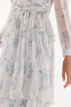 TFP by Tamara Falcó Vestido de volantes Turquesa Online