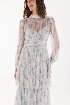 TFP by Tamara Falcó Vestido de volantes Turquesa Online