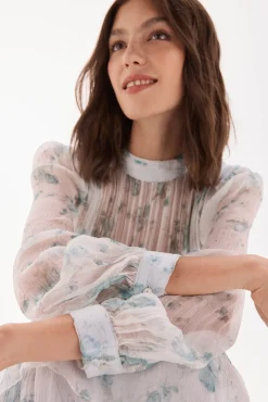 TFP by Tamara Falcó Vestido de volantes Turquesa Online