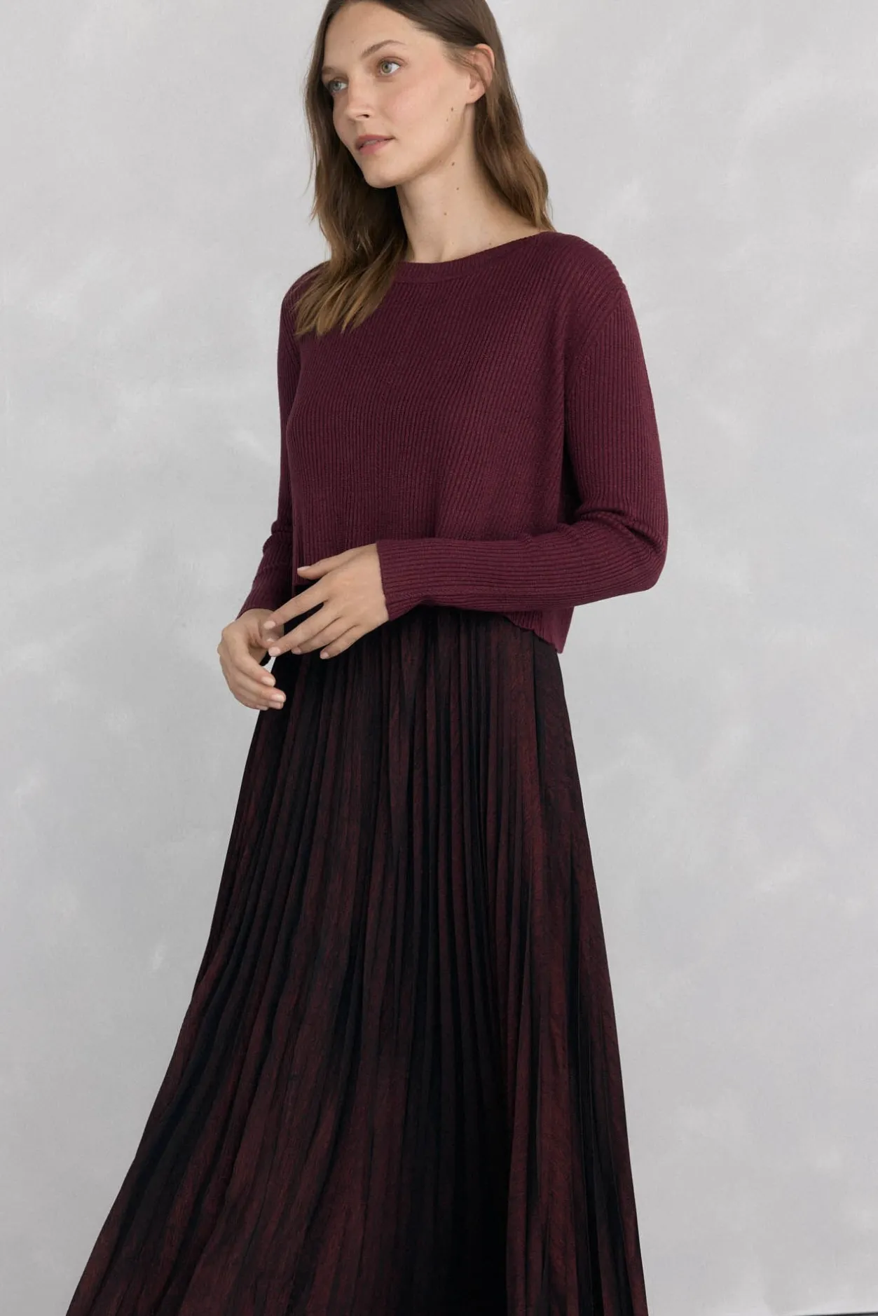 Pedro del Hierro Vestido dos piezas brillo Burdeos Sale