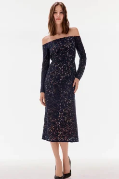 TFP by Tamara Falcó Vestido encaje manga larga Azul Outlet