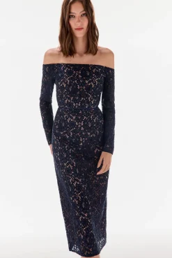 TFP by Tamara Falcó Vestido encaje manga larga Azul Outlet