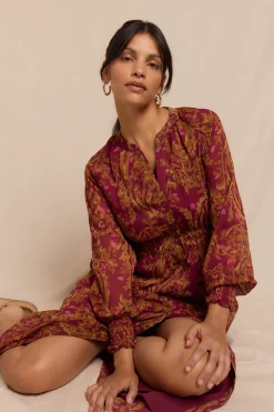 Slowlove Vestido estampado fluido Estampado rojo Online