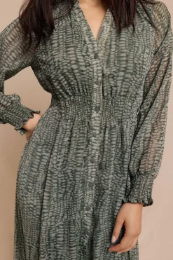 Slowlove Vestido estampado fluido Estampado verde Outlet