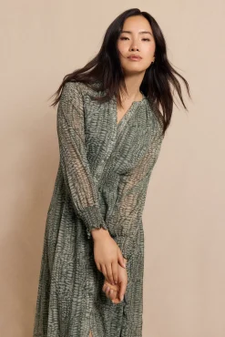 Slowlove Vestido estampado fluido Estampado verde Outlet