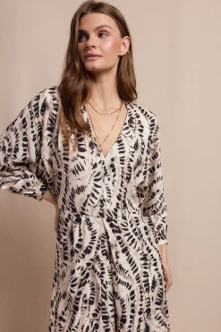 Slowlove Vestido estampado pliegue Marfil Online