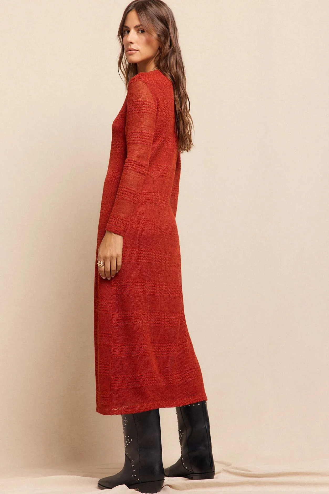 Slowlove Vestido estructura rústica Naranja Discount