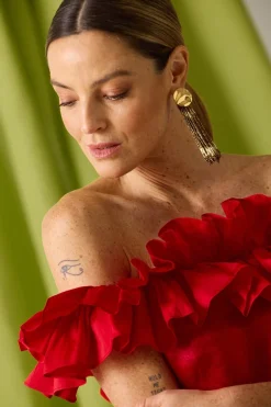 Silbon Vestido event collection volante Rojo Clearance